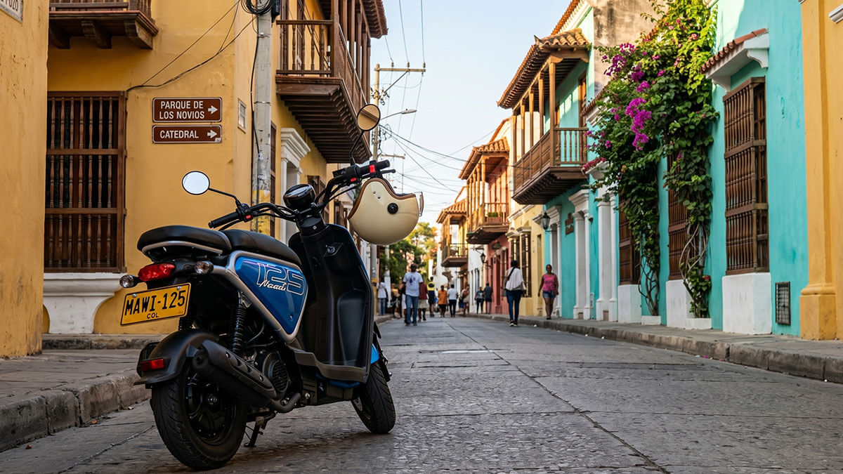 Scooter AKT Mawi 125 disponible para alquilar en Santa Marta sin depósito